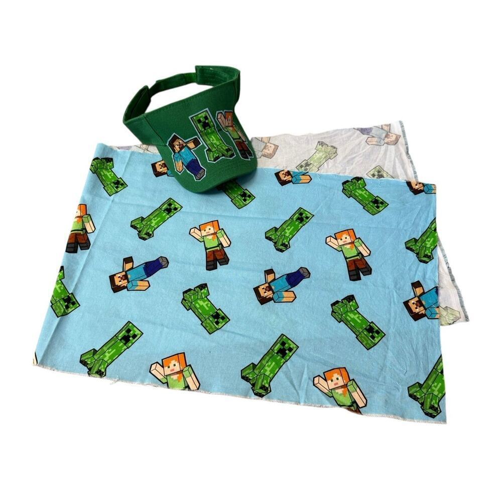 MINECRAFT Green Bikini Skirt Set With Visor Matching Men’s Swim Trunks S/L/XL - Picture 6 of 10